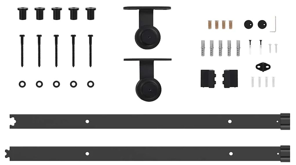 Kit de ferragens para porta deslizante 152,5 cm aço preto