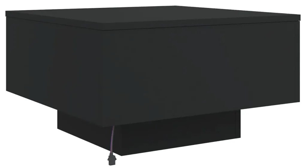Mesa de centro com luzes LED 55x55x31 cm preto