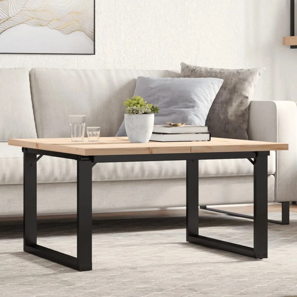 Mesa de centro estrutura em O 80x80x45,5 cm pinho/aço