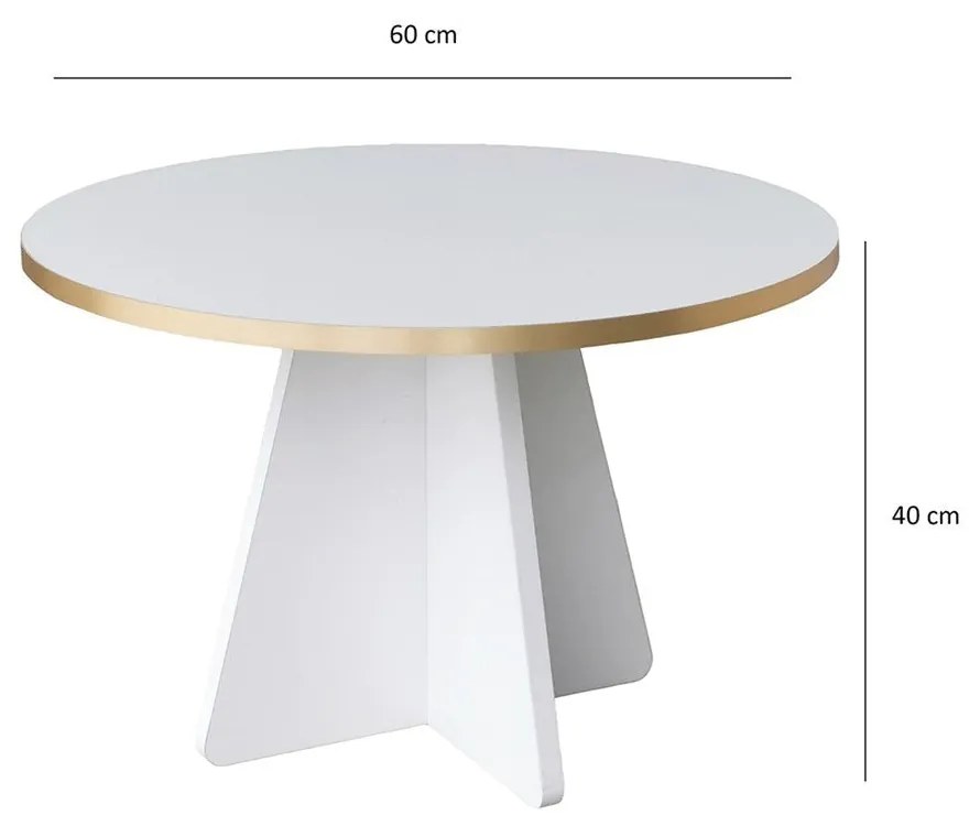 Mesa de Centro Mushroom – Dourado e Branco – 60 cm x 40 cm x 60 cm