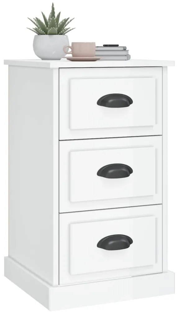 Mesa cabeceira 39x39x67 cm derivados madeira branco brilhante