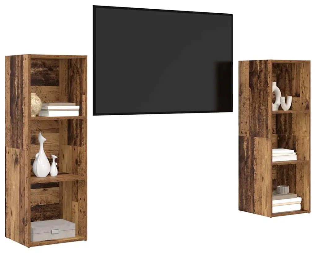 Conjunto de móvel de TV 2 pcs Madeira Antiga 107 x 35 x 37 cm