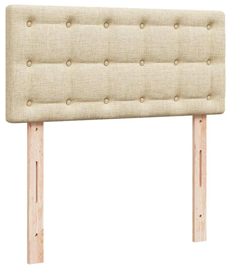 Cama Otomana com colchão &amp; LEDs 90x200 cm tecido creme