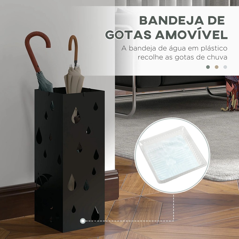 Suporte para Guarda-Chuvas Branco com 4 Gavetas e Bandeja de Gotejamen