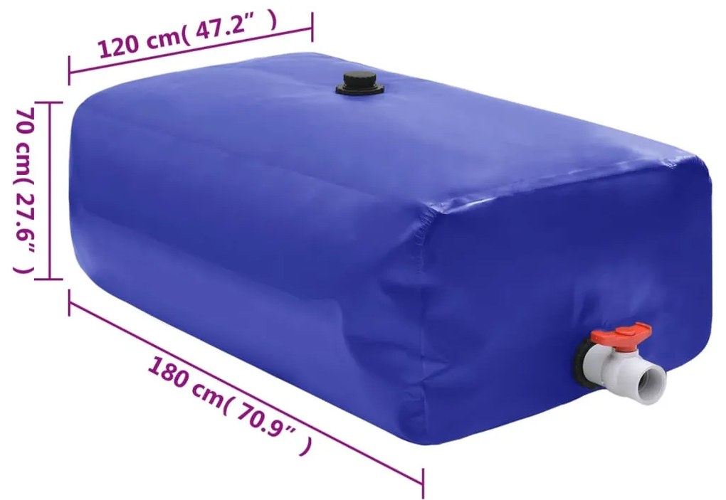 Depósito de água dobrável com torneira 1500 L PVC