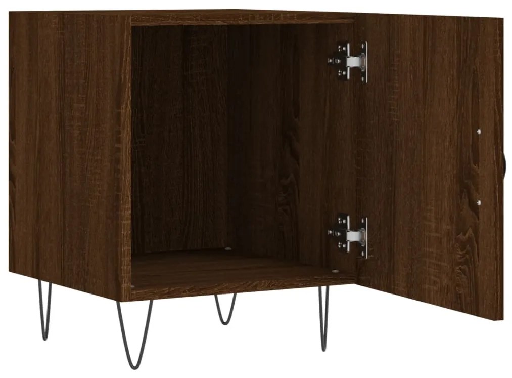 Mesa cabeceira 2pcs 40x40x50cm deriv. madeira carvalho castanho