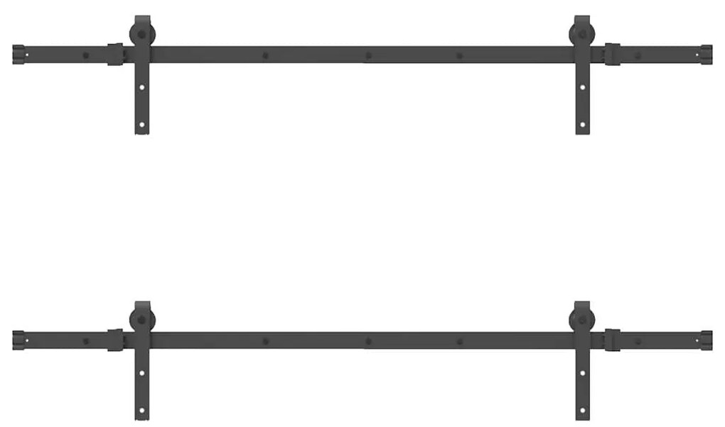 Kit de ferragens para porta deslizante 152,5 cm aço preto