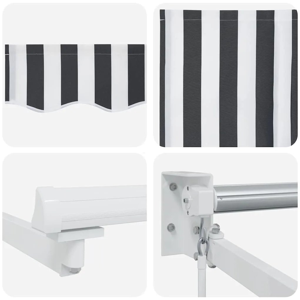 Toldo retrátil 5x3 m tecido e alumínio antracite e branco