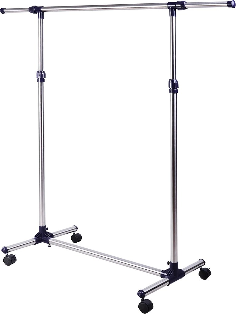 Charriot com Altura Ajustável Cabideiro com Rodas para Roupas Aço Inoxidável 86-160x45x95-170cm Prata e Preto