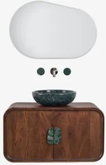 Conjunto De Móvel De Casa De Banho Suspenso 95x45 Cm Em Madeira De Manga E Pedra Natural Kivalina Mármore Verde Udaipur - Madeira De - Sklum