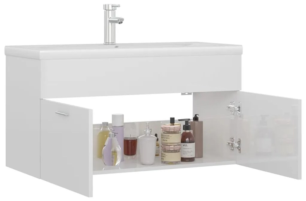 Armário lavatório + lavatório embutido derivados de madeira