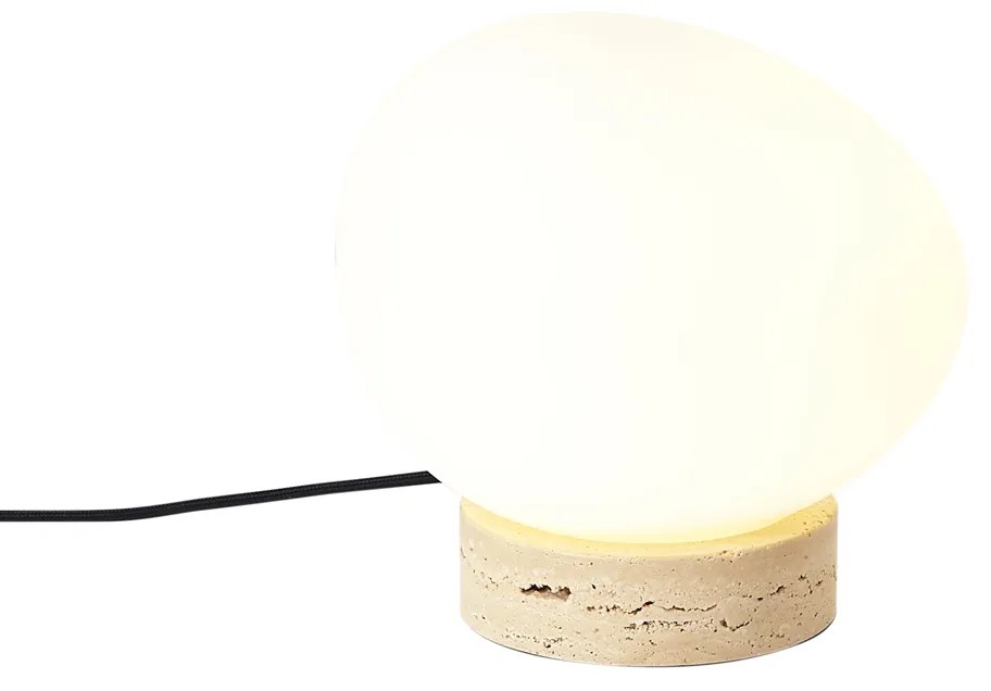 Candeeiro de Mesa Japandi Bege com Vidro Opalino - Sally