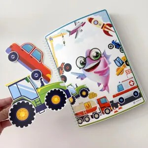 Veículos XXL – Grande livro Montessori para crianças, 32 veículos e carros – A4