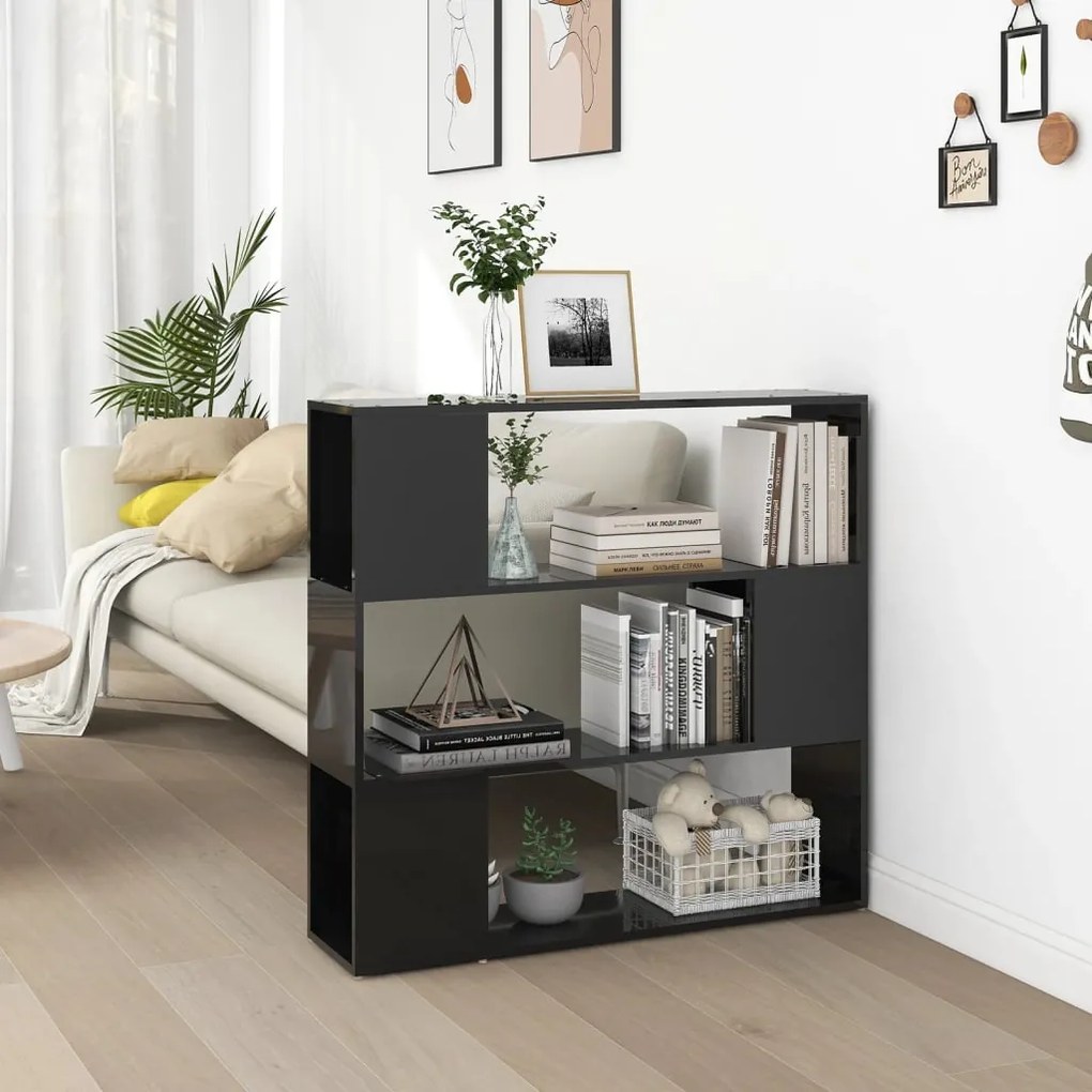 809186 vidaXL Estante/divisória 100x24x94 cm preto brilhante