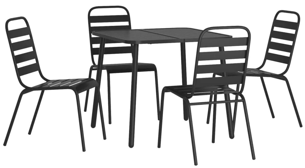 5 pcs conjunto de jantar para jardim aço antracite
