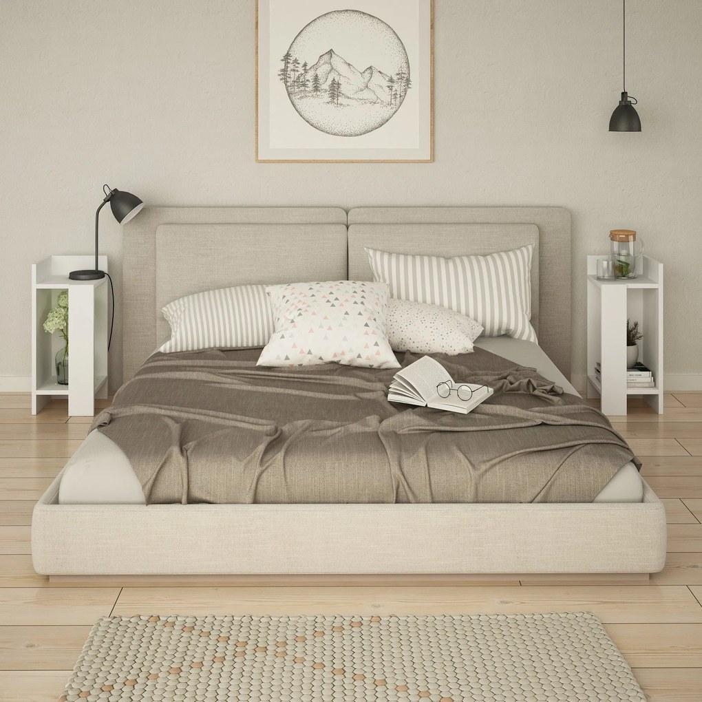 Mesa de Cabeceira Elos – Branco – 25x60x27 cm (2 Peças)