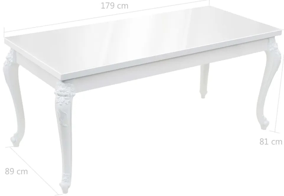 Mesa de jantar 179x89x81 cm branco brilhante