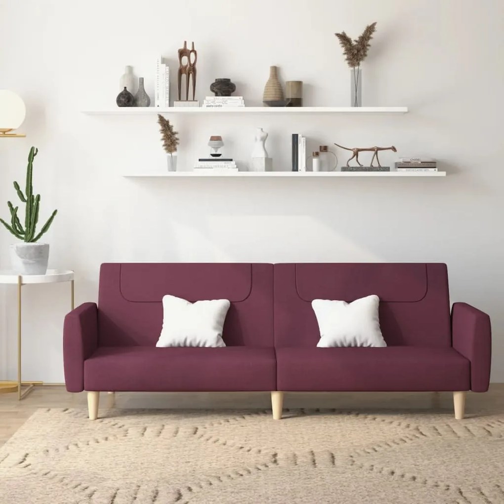 vidaXL Sofá-cama de 2 lugares tecido roxo