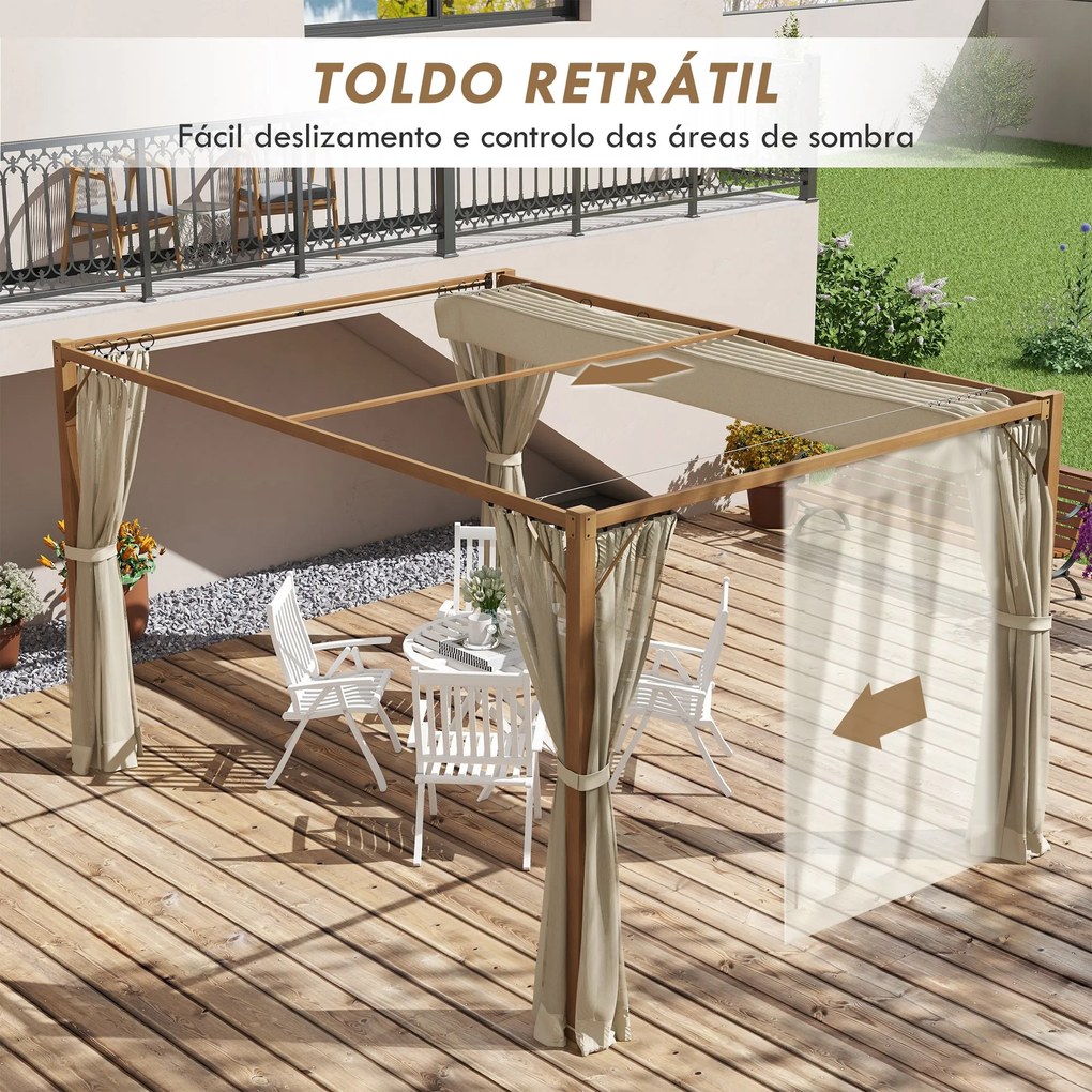 Pérgola de Jardim 4x3 m Pérgola para Exterior com Teto Retrátil Mosqui