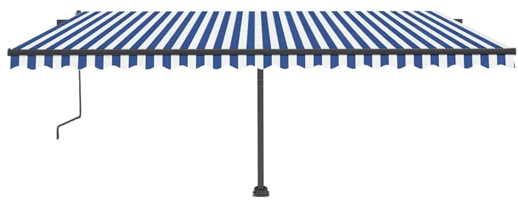 Toldo automático independente 500x350 cm azul e branco