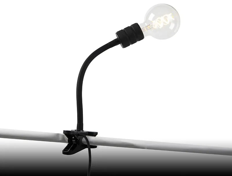 Candeeiro de braçadeira moderno preto com braço flexível - Cavalux