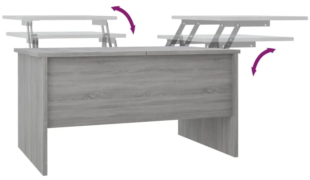 Mesa de centro80x50x42,5cm derivados de madeira cinzento sonoma