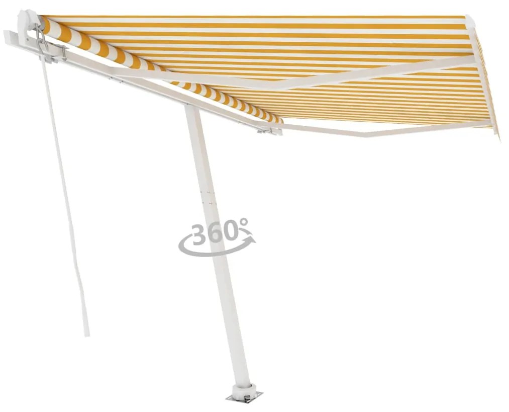 Toldo retrátil manual independente 350x250 cm amarelo e branco