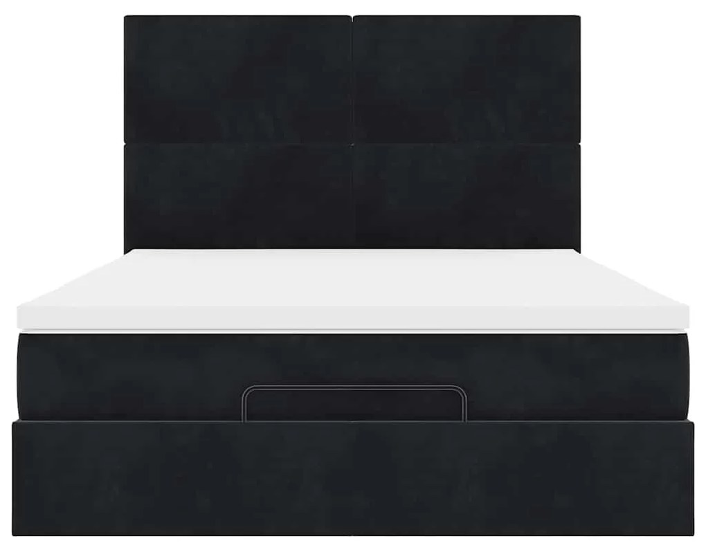 Estrutura de cama otomana com colchões 140x200 cm veludo preto