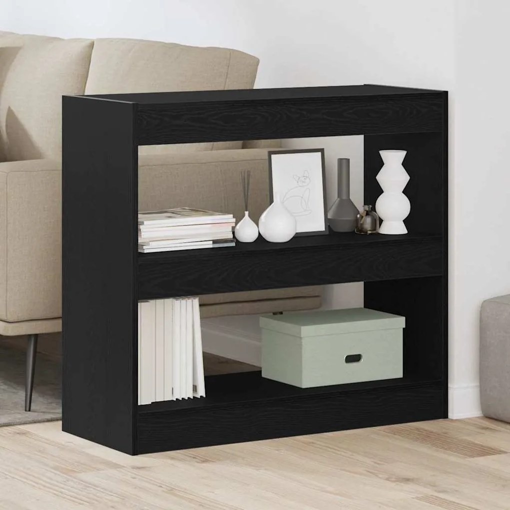 vidaXL Gabinete de Livros 2 pcs Carvalho Preto 80 x 30 x 72 cm