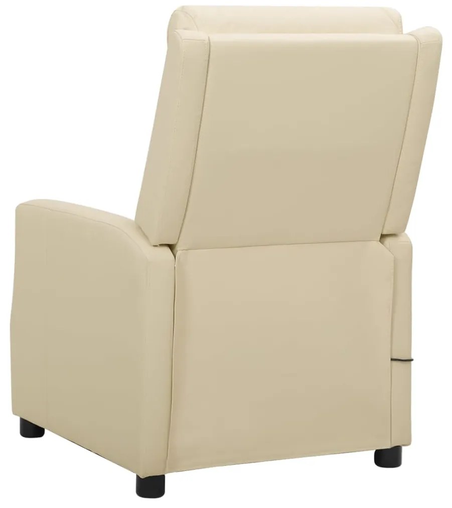 Poltrona Malia de Massagens Reclinável em Couro Artificial - Creme - D