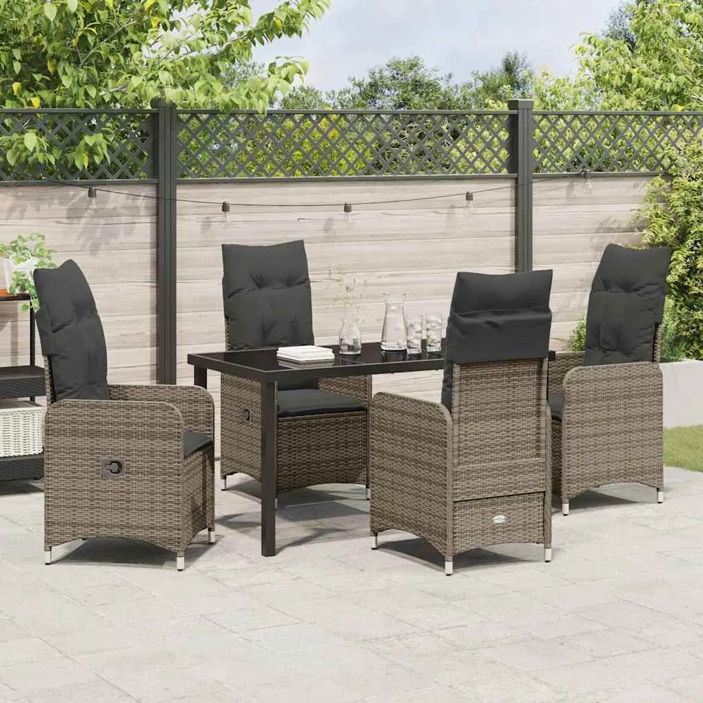 Conjunto de Jantar de Jardim com 5 Peças e Almofadas em Rattan Poliést