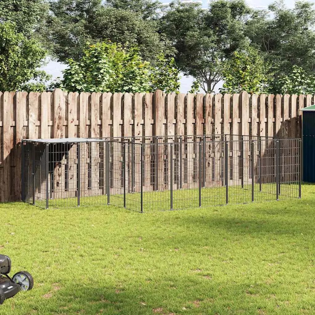 vidaXL Canil 8,47 m² aço preto