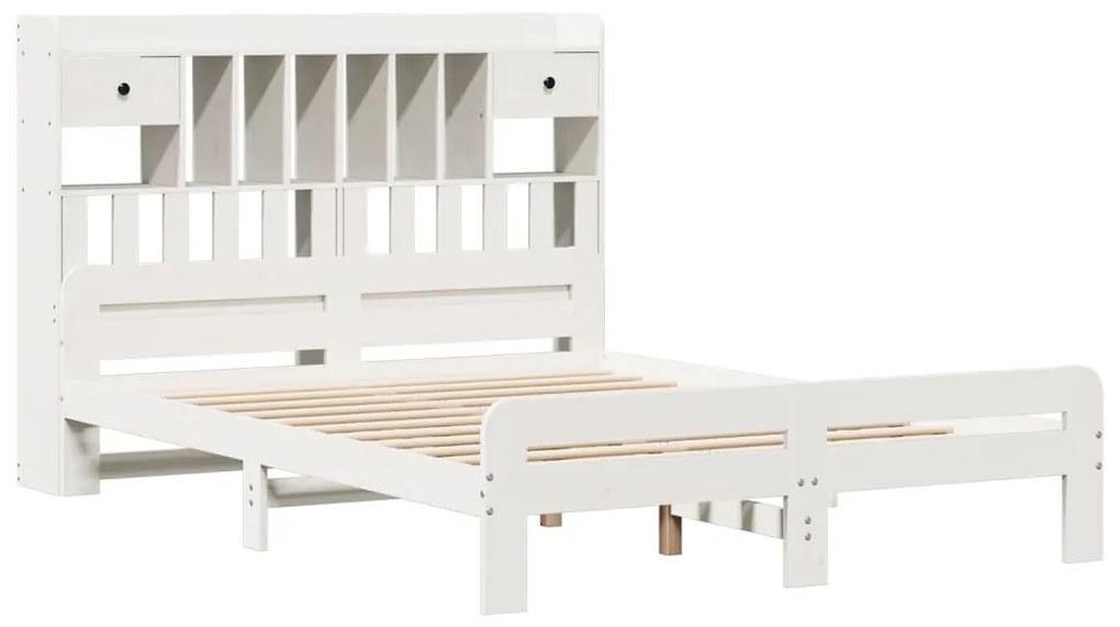 Cama com estante sem colchão 160x200 cm pinho maciço branco