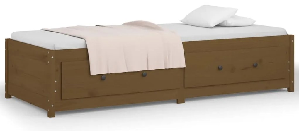 Sofá-cama 80x200 cm madeira de pinho maciça castanho mel
