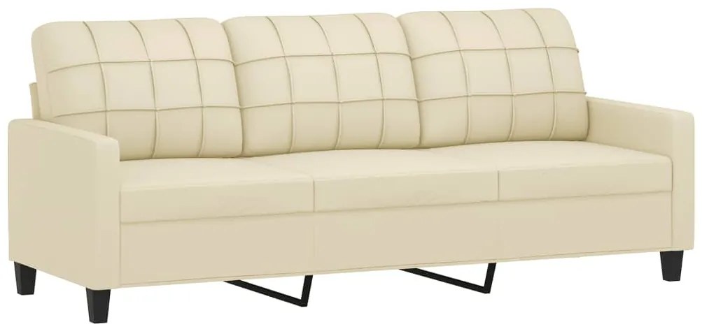 2 pcs conjunto de sofás com almofadas couro artificial creme