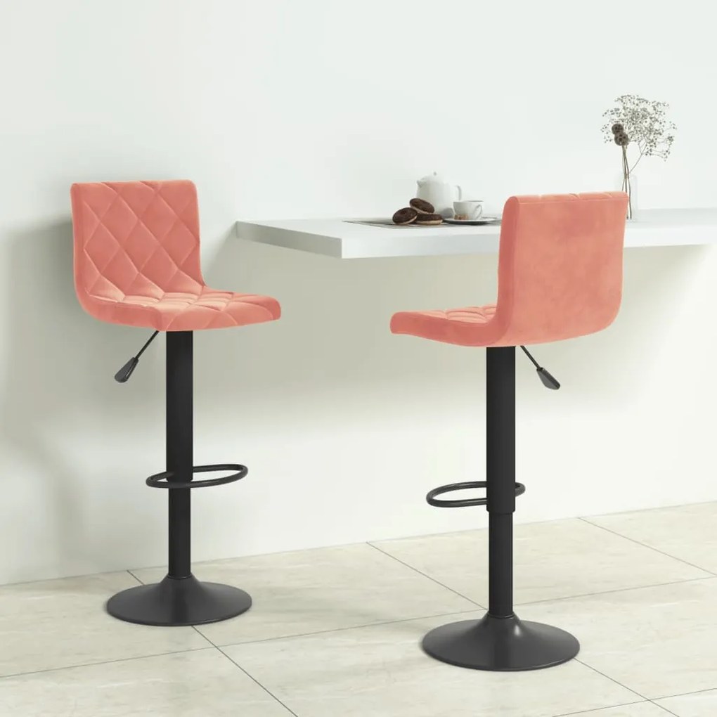 vidaXL Bancos de bar 2 pcs veludo rosa