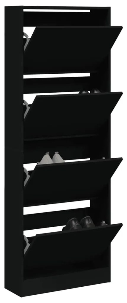 vidaXL Sapateira 60x21x163,5 cm derivados de madeira preto