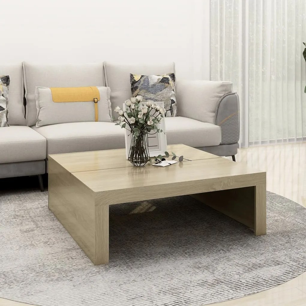 808570 vidaXL Mesa de centro 100x100x35 cm contraplacado carvalho sonoma