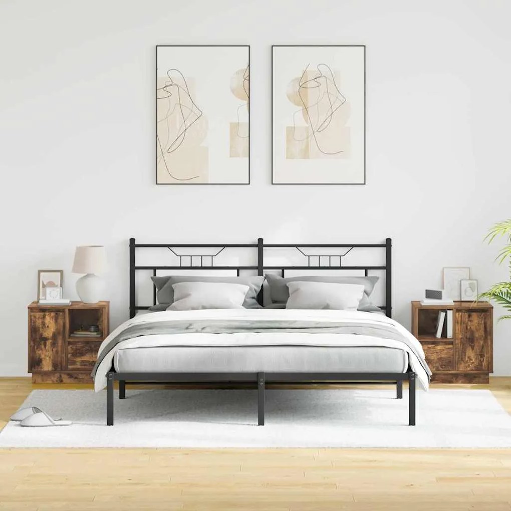 vidaXL Armário de Cabeceira 2 pcs Carvalho Defumado 50 x 34,5 x 50 cm.