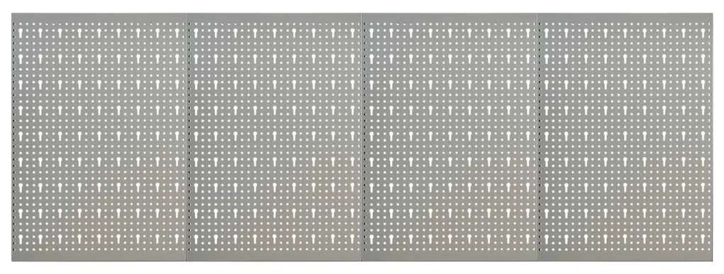 vidaXL Placas perfuradas de parede 4 pcs 40x58 cm aço