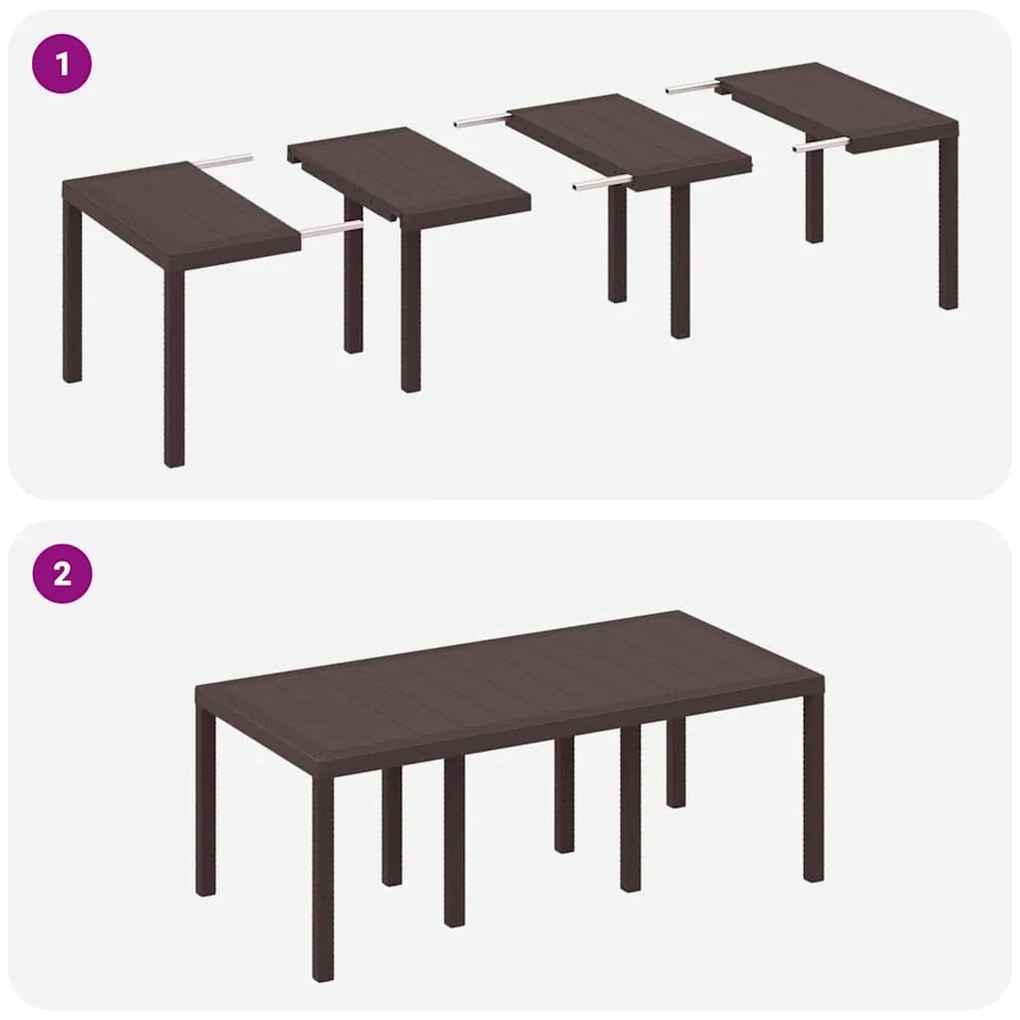 Conjunto de Jantar de Jardim 7 pcs Castanho 200 x 100 x 73 cm