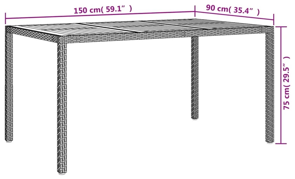 5 pcs conjunto de jantar p/ jardim c/ almofadões vime PE cinza