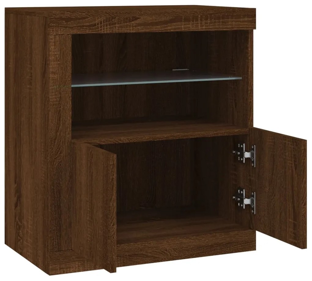 Aparador com luzes LED 60,5x37x67 cm carvalho castanho