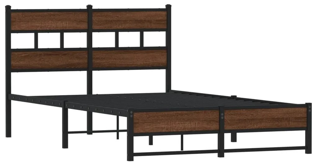 Estrutura de cama sem colchão 120x200cm metal carvalho castanho
