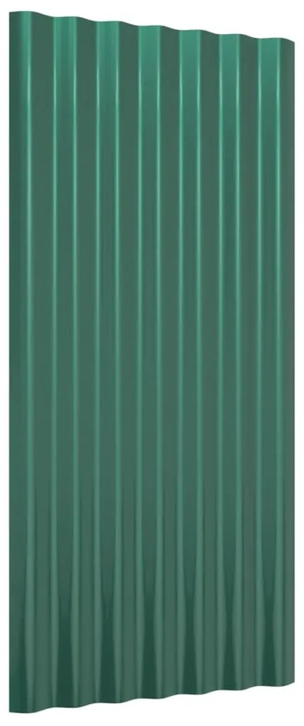 Painéis de telhado 12 pcs 80x36 cm aço revestido a pó verde