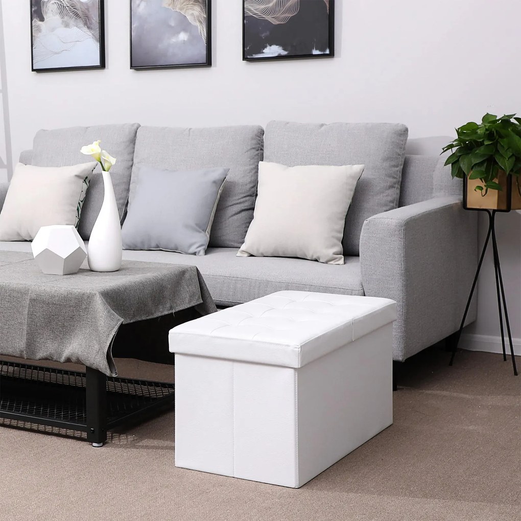 Banco arrumação com tampa articulada 76 x 38 x 38 cm Branco