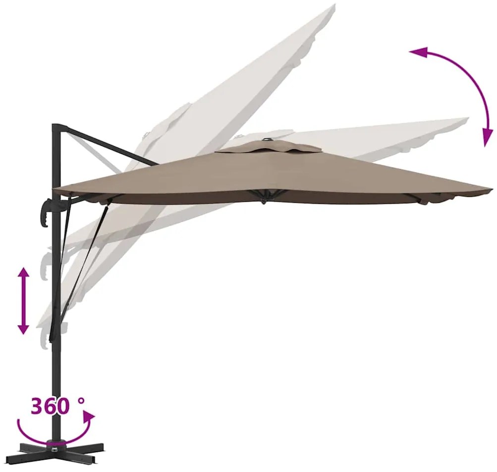 Parasol Roma Cinzento-acastanhado Largo Poliéster &amp; Aço