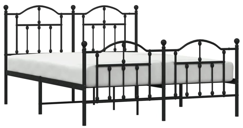 Estrutura de cama com cabeceira e pés 140x200 cm metal preto