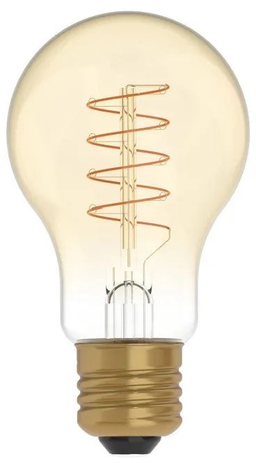 Lâmpada LED Dourada C03 Linha Carbono Filamento Curvo Espiral A60 4W E27 Regulável 1800K