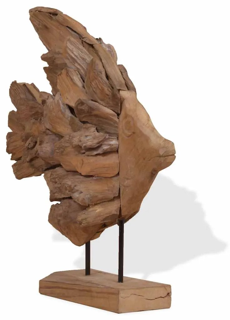 Escultura de Peixe Teca 40x12x57 cm